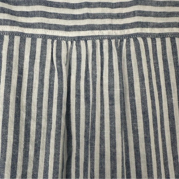 Orvis Womens Button Up Top Size Medium Linen Blend Striped Nautical Beachy - Picture 8 of 8